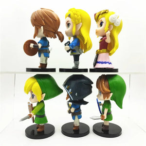 Planet Gates 6 Pcs The Legend of Zelda 6 Pcs/Set 10cm Q Version Link Princess Zelda Figure Game Decoration Anime Ornaments Model Collection Dolls