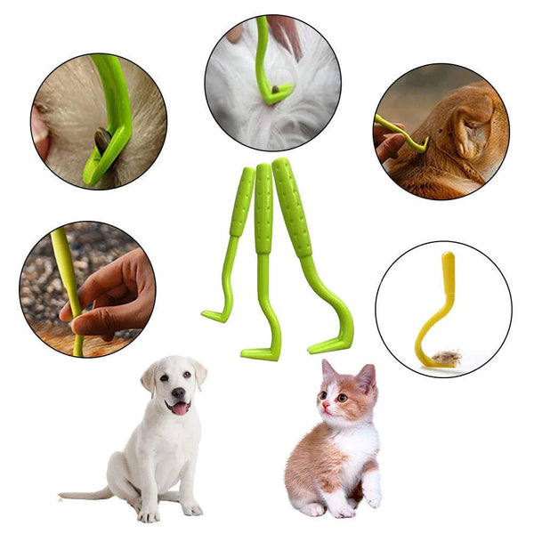 Planet Gates 6 pieces Pet Tick Removal Tool Kit Pet Hair Comb Dog Louse 2in1 Tweezer Pet Flea Removal comb For Cat and Dog