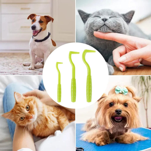 Planet Gates 6 pieces Pet Tick Removal Tool Kit Pet Hair Comb Dog Louse 2in1 Tweezer Pet Flea Removal comb For Cat and Dog