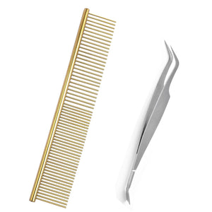 Planet Gates 6 pieces Pet Tick Removal Tool Kit Pet Hair Comb Dog Louse 2in1 Tweezer Pet Flea Removal comb For Cat and Dog