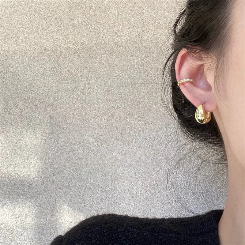 Planet Gates 6 Stainless Steel Smooth Metal Chunky Hoop Earrings for Women Girls Fashion Round Circle Hoops Statement Earrings Punk Jewelry