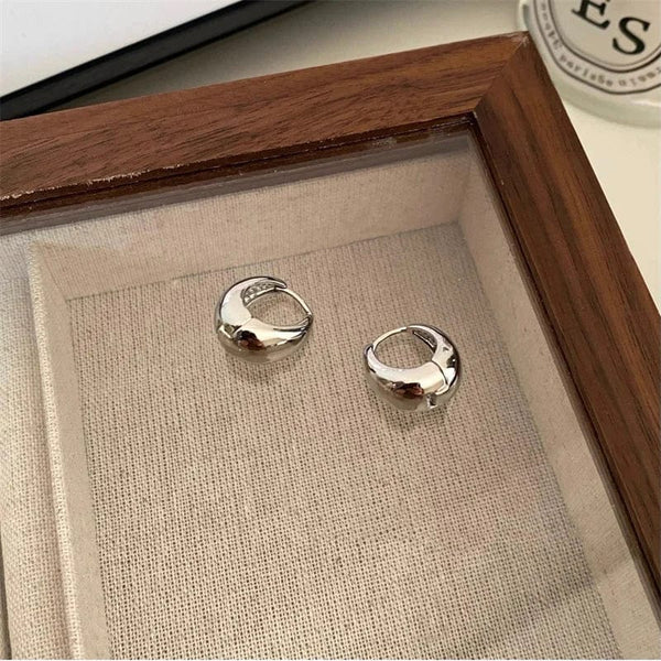 Planet Gates 6 Stainless Steel Smooth Metal Chunky Hoop Earrings for Women Girls Fashion Round Circle Hoops Statement Earrings Punk Jewelry