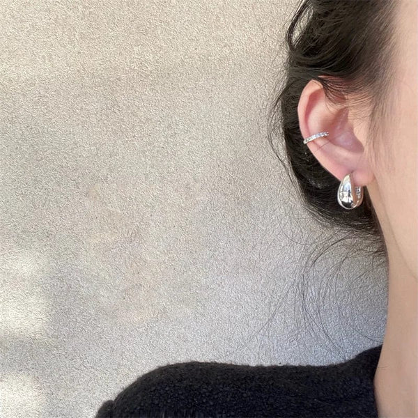 Planet Gates 6 Stainless Steel Smooth Metal Chunky Hoop Earrings for Women Girls Fashion Round Circle Hoops Statement Earrings Punk Jewelry