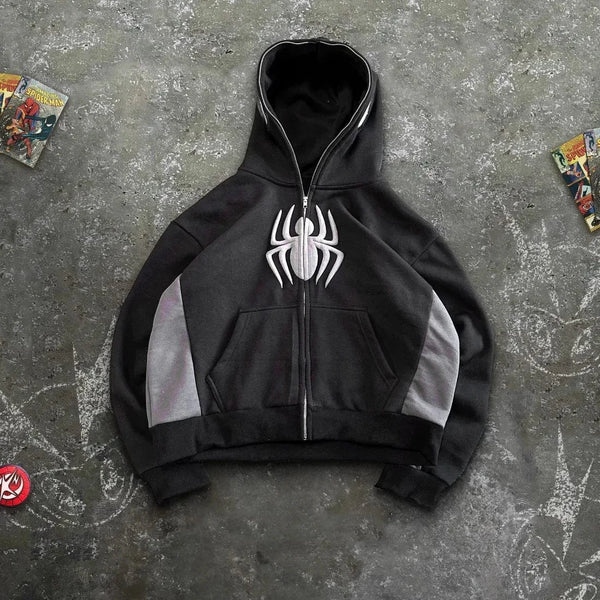 Planet Gates 6 / XXL American Spider Vintage Zip Up Hoodie Y2K Clothes Mens Womens Spider Graphic Oversized Hoodies Sweatshirts Casual Jackets
