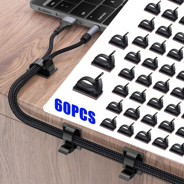 Planet Gates 60/30/10PCS Self Adhesive Cable Management Organizer Clips Adjustable Desk Tidy Wire Cord Fixer Fastener Clips For Home Office