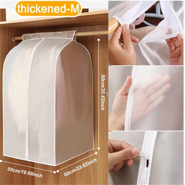 Planet Gates 60*50*90cm/23.62*19.69*35.43in 1pc Garment Clothes Cover Protector, Lightweight Closet Storage Bags Translucent Dustproof Waterproof Hanging Clothing Storage Bag With Full Zipper & Magic Tape & Strap For Coat Dress Windbreaker