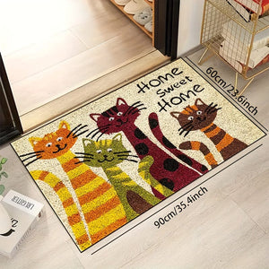 Planet Gates 60*90cm/23.6*35.4inch 1pc Cat's Sweet Home Pattern Door Rug, Dirt Resistant Home Shoe Entry Decorative Carpet, Indoor Outdoor Entrance Mat, Absorbent Bath Mat, Suitable For Living Room Bedroom Bathroom Kitchen Balcony Patio Laundry