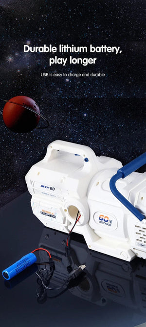 Planet Gates 60 Holes Bubble Gun LED Light Electric Automatic Rocket Soap Bubble Machine Toys for Kids Outdoor Wedding Party Children's Gifts