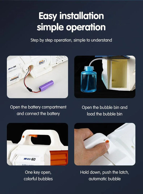 Planet Gates 60 Holes Bubble Gun LED Light Electric Automatic Rocket Soap Bubble Machine Toys for Kids Outdoor Wedding Party Children's Gifts