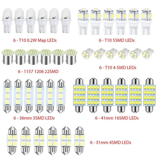Planet Gates 6000K / 42pcs Set 42pcs Interior Car Lights Led Combination Set 31mm 36mm 41mm T10 1157 12v 6000k Led Dome Light Replacement Bulbs Reading Light