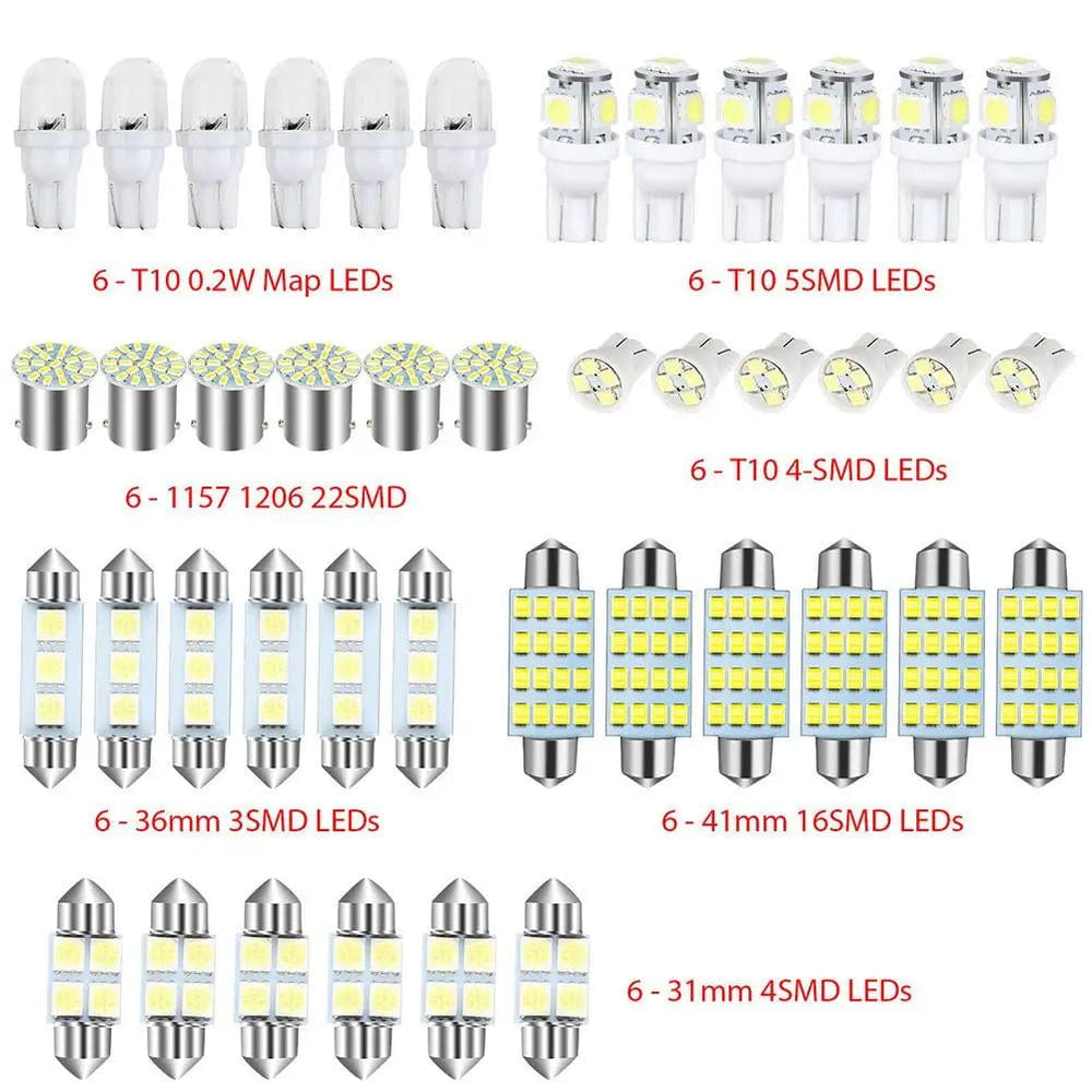 Planet Gates 6000K / 42pcs Set 42pcs Interior Car Lights Led Combination Set 31mm 36mm 41mm T10 1157 12v 6000k Led Dome Light Replacement Bulbs Reading Light