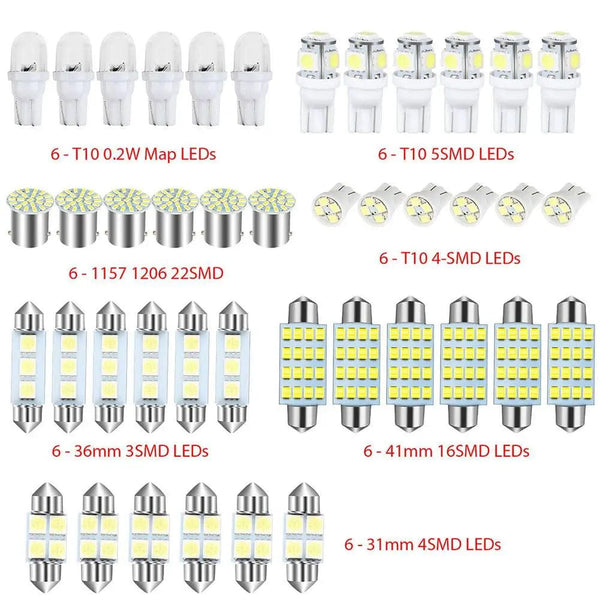 Planet Gates 6000K / 42pcs Set 42pcs Interior Car Lights Led Combination Set 31mm 36mm 41mm T10 1157 12v 6000k Led Dome Light Replacement Bulbs Reading Light