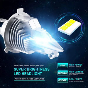 Planet Gates 6000K Cold White / 1 piece / H4/9003/HB2 Hi/Lo EURS 16000LM 80W 6000K Super h4 Led Car headlight Bulbs lampada  Fighter Foco H4 9003 Led Bulbs Car motorcycle Headlight