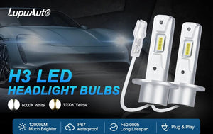 Planet Gates 6000K / H1 2Pcs 1:1 Car LED H1 H3 LED Canbus Headlight Bulb 60W 12000Lm White 6000K Mini for Auto Super Bright LED Fog Lights 12V Lupuauto