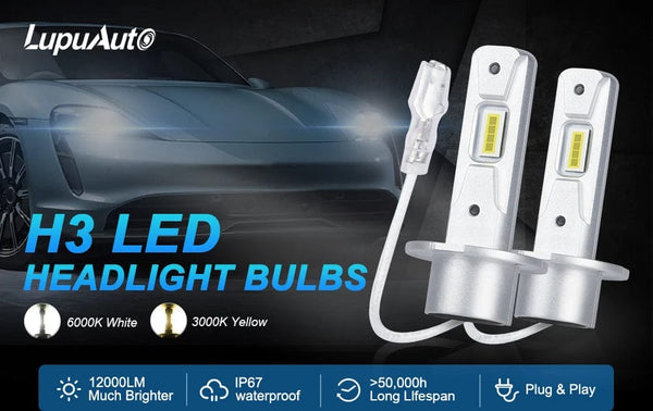 Planet Gates 6000K / H1 2Pcs 1:1 Car LED H1 H3 LED Canbus Headlight Bulb 60W 12000Lm White 6000K Mini for Auto Super Bright LED Fog Lights 12V Lupuauto