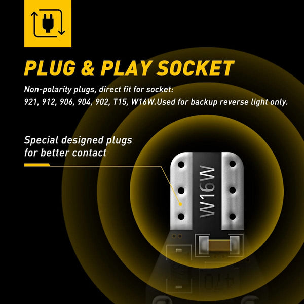 Planet Gates 6000K White AUXITO 2Pcs Canbus T15 T16 LED Reverse Lights W16W 912 921 LED Bulb No Error Car Back Up Rear Lamp 12V 6000K White Super Bright