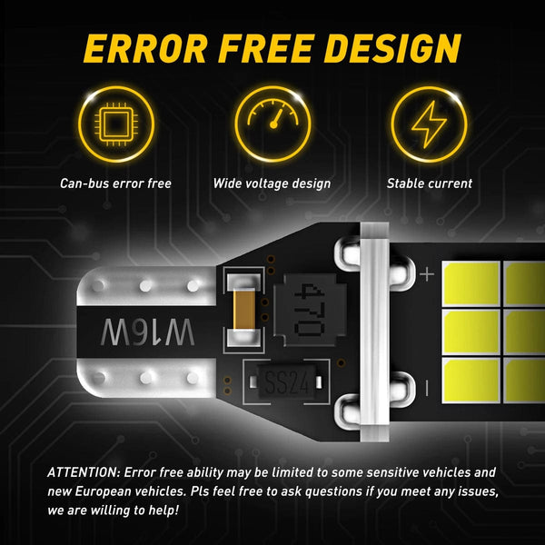 Planet Gates 6000K White AUXITO 2Pcs Canbus T15 T16 LED Reverse Lights W16W 912 921 LED Bulb No Error Car Back Up Rear Lamp 12V 6000K White Super Bright