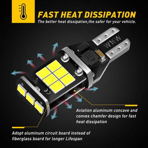 Planet Gates 6000K White AUXITO 2Pcs Canbus T15 T16 LED Reverse Lights W16W 912 921 LED Bulb No Error Car Back Up Rear Lamp 12V 6000K White Super Bright