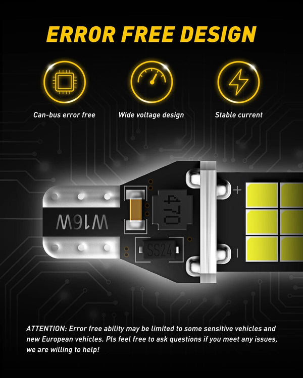 Planet Gates 6000K White AUXITO 2Pcs Canbus T15 T16 LED Reverse Lights W16W 912 921 LED Bulb No Error Car Back Up Rear Lamp 12V 6000K White Super Bright