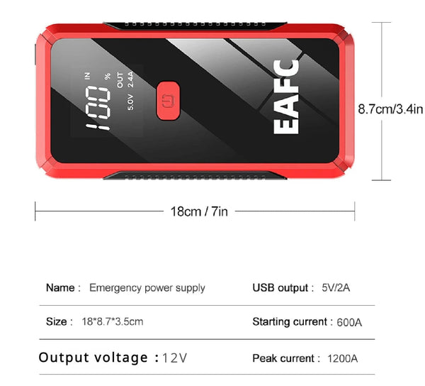 Planet Gates 600A with Box / spain Hot 600/1200/2000A Portable Car Jump Starter Power Bank Car Booster Charger 12V  Starting Device Petrol Diesel Car Booster