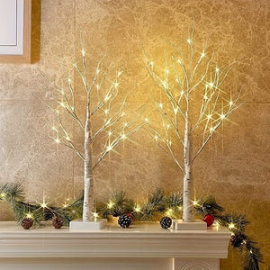 Planet Gates 60CM Birch Tree 24 Lights-warm White 1pc Christmas Decorations Birch Tree With LED Lights, Warm White, Light Up Tree Lamp, Fairy Light Spirit Tree For Xmas Indoor Home Table Fireplace Decor Battery Powered