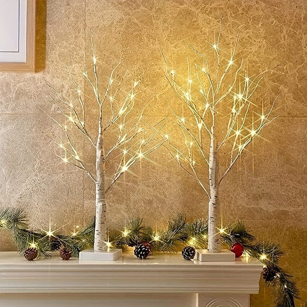 Planet Gates 60CM Birch Tree 24 Lights-warm White 1pc Christmas Decorations Birch Tree With LED Lights, Warm White, Light Up Tree Lamp, Fairy Light Spirit Tree For Xmas Indoor Home Table Fireplace Decor Battery Powered