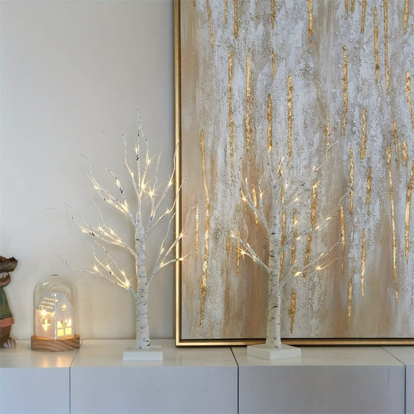 Planet Gates 60CM Birch Tree 24 Lights-warm White 1pc Christmas Decorations Birch Tree With LED Lights, Warm White, Light Up Tree Lamp, Fairy Light Spirit Tree For Xmas Indoor Home Table Fireplace Decor Battery Powered