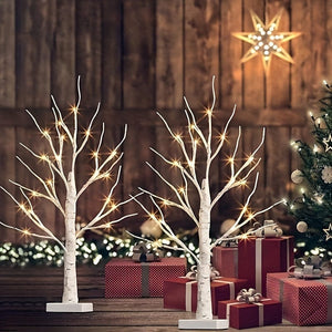 Planet Gates 60CM Birch Tree 24 Lights-warm White 1pc Christmas Decorations Birch Tree With LED Lights, Warm White, Light Up Tree Lamp, Fairy Light Spirit Tree For Xmas Indoor Home Table Fireplace Decor Battery Powered