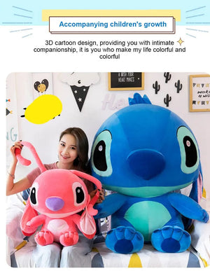 Planet Gates 60cm Giant Disney Lilo & Stitch Couple Models Cartoon Stuffed Plush Anime Plushs Baby Toys Pendant Toy Kawaii Kids Birthday Gift