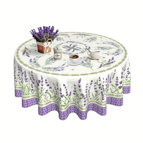 Planet Gates 60Inch（152cm）/Round 1pc, Polyester Tablecloth, Spring Summer Lavender Tablecloth, Field Of Lilacs Themed Table Cover, Stain Wrinkle Free Tablecloth, For Home Kitchen Dining Party Decoration, Gift