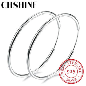 Planet Gates 60mm Women 100% 925 sterling silver Hoop Earring Round Circle Loop Gifts Box Packing Simple Silver Hoop Earrings Piercing
