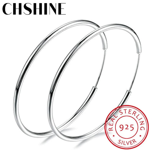 Planet Gates 60mm Women 100% 925 sterling silver Hoop Earring Round Circle Loop Gifts Box Packing Simple Silver Hoop Earrings Piercing