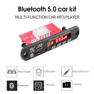 Planet Gates 60W 50W 40W Amplifier Bluetooth 5.0 DIY MP3 WAV Decoder Board DC 12V Wireless Car USB MP3 Player TF Card Slot USB FM with Mic