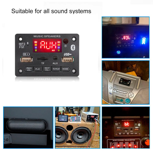 Planet Gates 60W 50W 40W Amplifier Bluetooth 5.0 DIY MP3 WAV Decoder Board DC 12V Wireless Car USB MP3 Player TF Card Slot USB FM with Mic