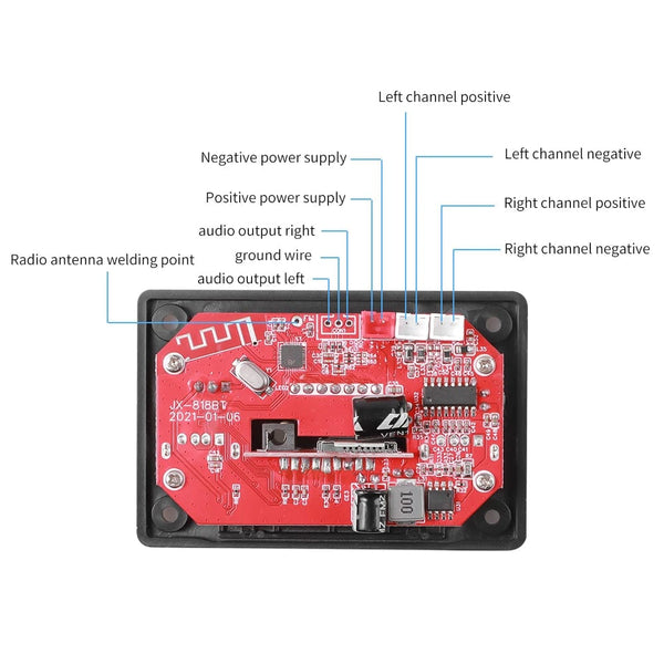Planet Gates 60W 50W 40W Amplifier Bluetooth 5.0 DIY MP3 WAV Decoder Board DC 12V Wireless Car USB MP3 Player TF Card Slot USB FM with Mic
