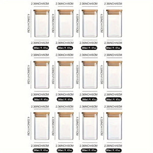 Planet Gates 60x100  9.47oz  12pc 12pcs, Glass Jars With Airtight Lids, Candy Jars With Lids, Food Storage Containers With Bamboo Lids, Clear Jars, For Tea, Coffee, Spice, Candy, Kitchen Gadgets, Kitchen Accessories, Chrismas Halloween Party Supplies