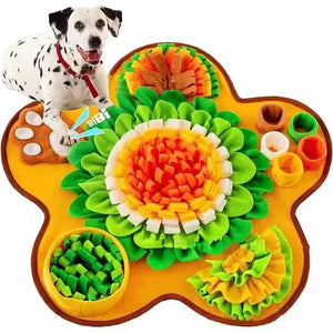 Planet Gates 60x60cm / Flower shape Sniff Mat for Dogs Multi-Functional Dog Feeding Mat Boredom Busters for Dogs with Pupsicles Dog Games and Treat Dispenser