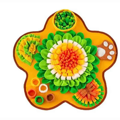 Planet Gates 60x60cm / Flower shape Sniff Mat for Dogs Multi-Functional Dog Feeding Mat Boredom Busters for Dogs with Pupsicles Dog Games and Treat Dispenser