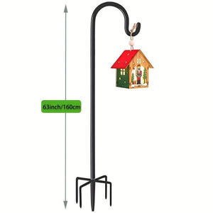 Planet Gates 63inch/140cm 1pc Shepherd Hooks 63 Inche High 2.54/7.62cm Thick Adjustable Rust Resistant Shepards Hooks For Outdoor Solar Lights, Lanterns, Flower Basket, Bird Feeder