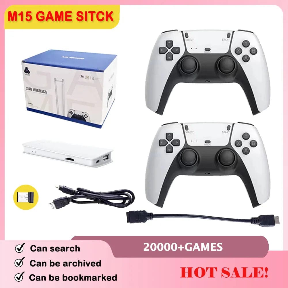 Planet Gates 64G  20000GAMES M15 Game Stick Mini TV Handheld Game Classic 4K Retro Game Wireless Controllers HD Output Gaming Consola for PS1 Arcade