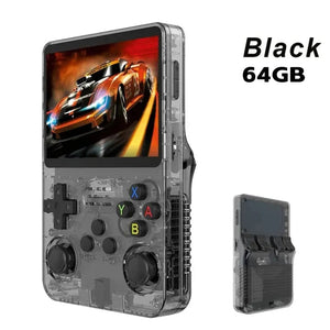 Planet Gates 64GB Black R36S Retro Handheld Video Game Console Linux System 3.5-inch IPS Screen Mini Portable Handheld Video Player 64GB 15000 Games