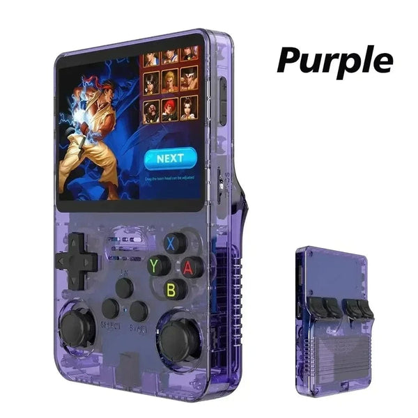 Planet Gates 64GB purple R36S Cool Handheld Video Game Console Open Source Linux System 3.5 Inch IPS Screen R35s Pro Portable Pocket Video Player Gift