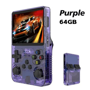 Planet Gates 64GB Purple R36S Retro Handheld Video Game Console Linux System 3.5-inch IPS Screen Mini Portable Handheld Video Player 64GB 15000 Games