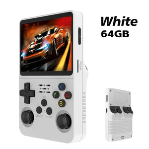 Planet Gates 64GB White R36S Retro Handheld Video Game Console Linux System 3.5-inch IPS Screen Portable Handheld Video Player 64GB 15000 Games