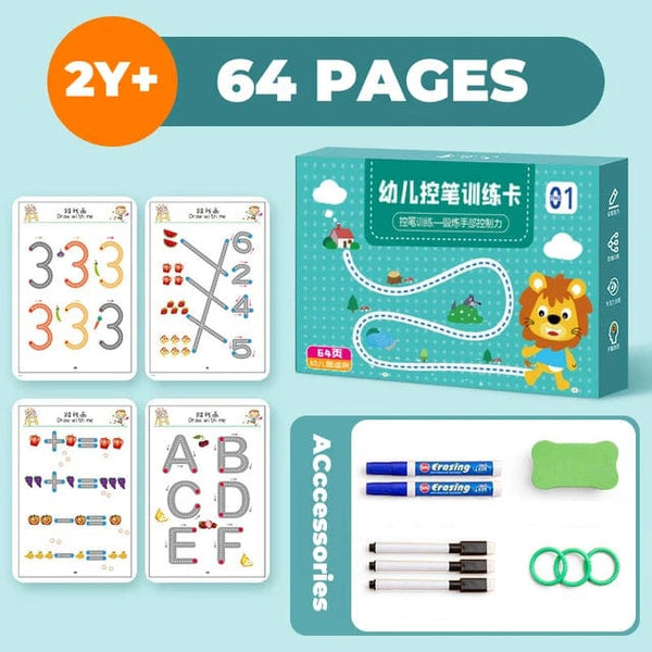 Planet Gates 64pages 136Page Children Montessori Drawing Toy Pen Control Training Color Shape Math Match Game Set Toddler Learning Educational Toy