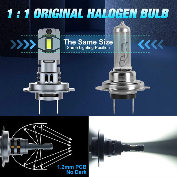 Planet Gates 6500K White / H7 XSTORM H7 LED Headlight Bulb Mini Wireless 60W 20000LM 6500K CSP for Car Headlamp Auto Diode Lamps H7 Turbo Led 12V Automobile