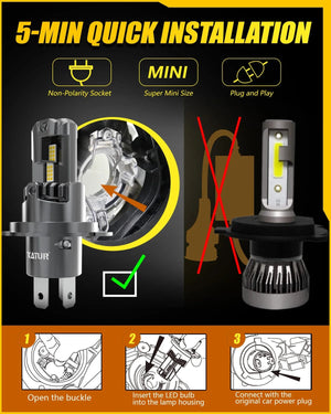 Planet Gates 6500K White / With Fan / H4 | CHINA 2x H4 LED Headlight Bulb Mini Wireless 100W 20000LM 6500K for Car Headlamp Auto Diode Lamps H4 Turbo Led 12V High Low Beam
