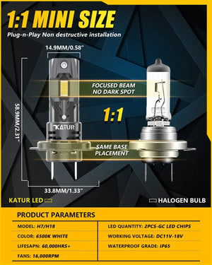 Planet Gates 6500K White / With Fan / H7 | CHINA 2x High Power H7 LED Headlight 1:1 Mini Size Headlamp 20000LM 6500K Car Lamps Super Bright Plug and Play Car Headlight Bulbs