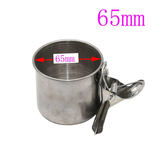 Planet Gates 65mm Single cup bird Feeding Double Cups Stainless Steel Parrot Cage Stand Bird Feeder Box Parrot Cups Bowls Container for Food Water Feeding