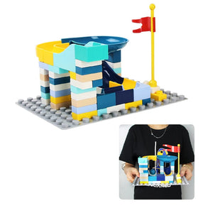 Planet Gates 65pcs/set Marble Race Run Block Compatible Duploed Building Blocks Plastic Funnel Slide DIY Assembly Bricks Classic Base Plates